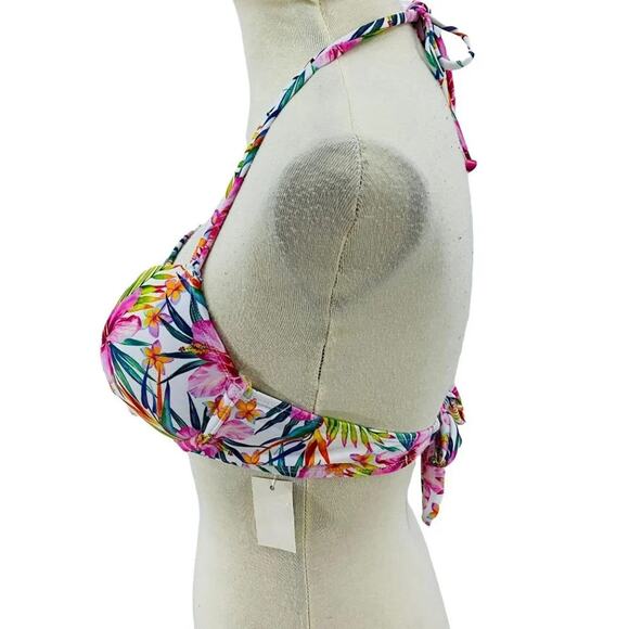 Live Love Dream Multicolor Tropical Halter Straps Floral Padded Bra Large - Picture 5 of 11